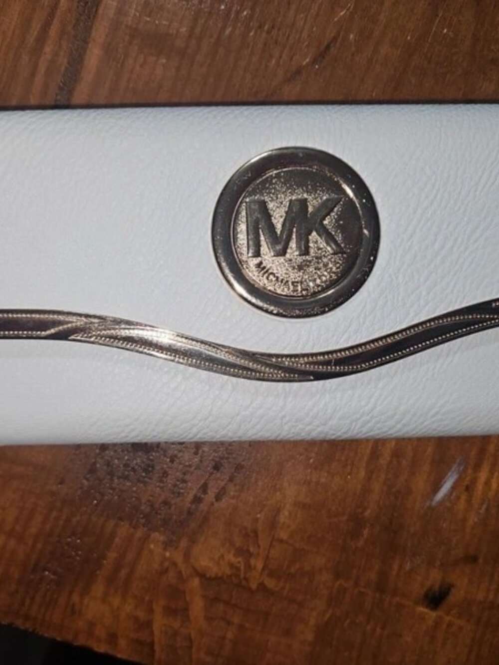 Michael Kors White Wallet with Silver Tone MK Logo